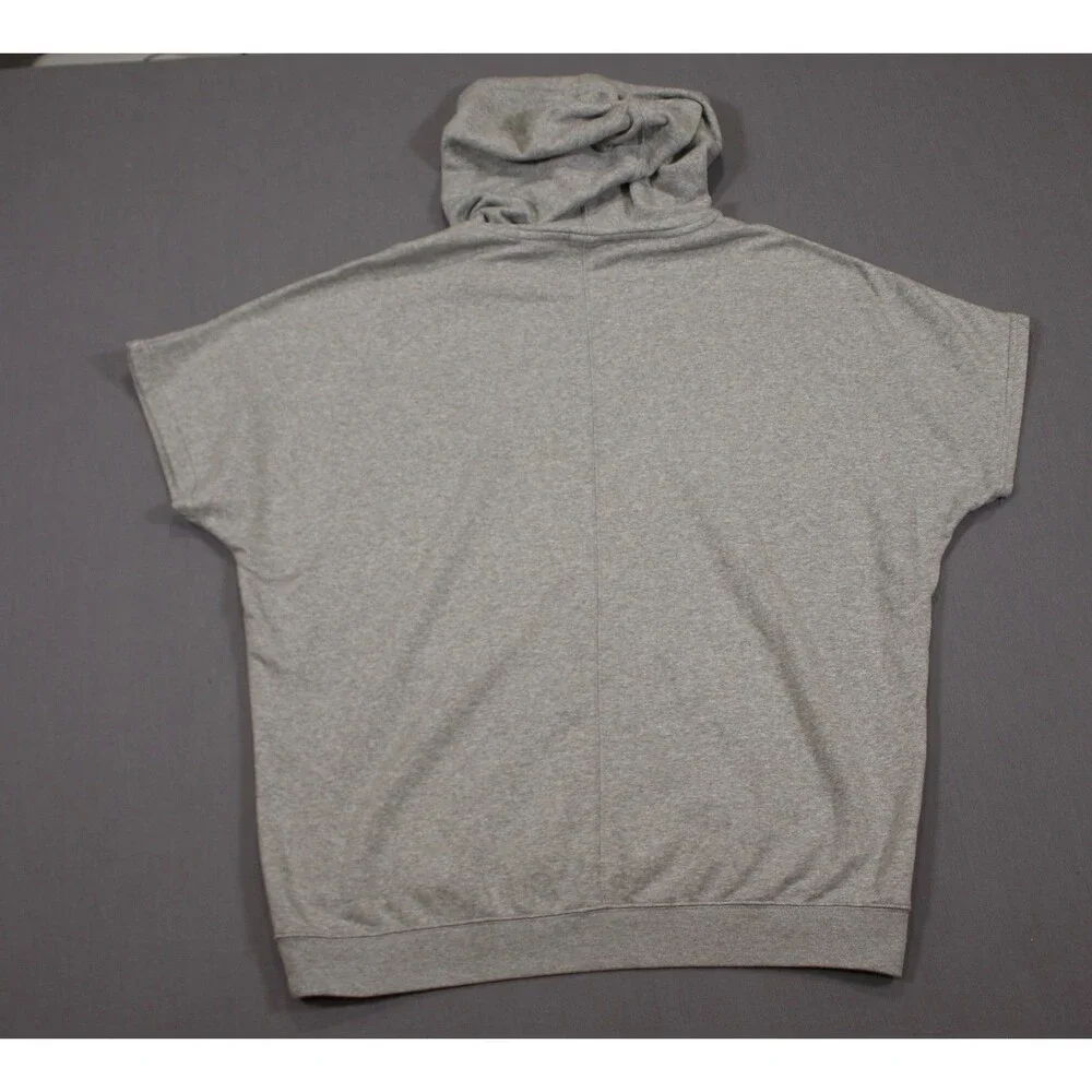 Nike Hoodie Womens XL Short Sleeve Funnel Neck Heather Gray Pullover - Picture 3 of 9